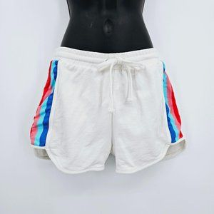 J Crew Factory Rainbow Striped Side Panel Shorts XXS White Retro Athletic Terry